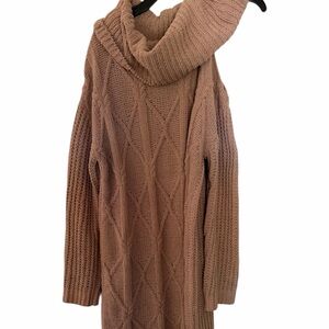 Moral Fiber Warm Brown Cowl Neck Sweater
